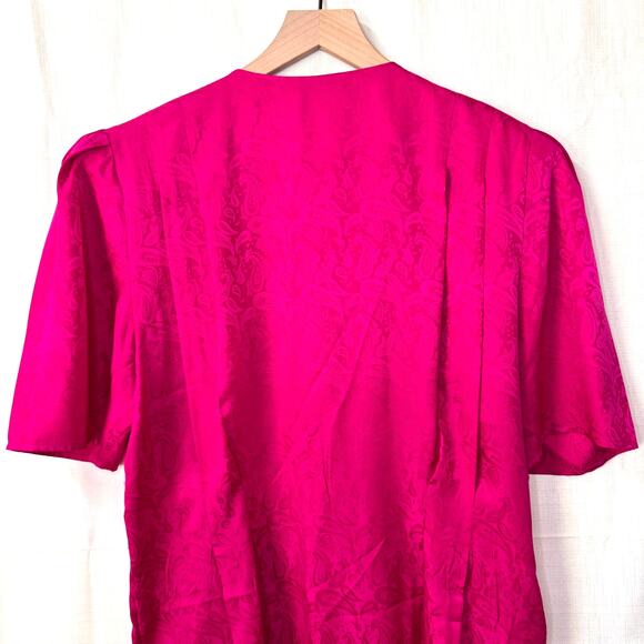 Vtg Silk ADRIANNA PAPEL Dress Plus 16 80s Glam Paisley Rhinestone Puff‎ Sleeve - Picture 6 of 13